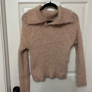 OAK + FORT eyelash collared‎ sweater size small tan